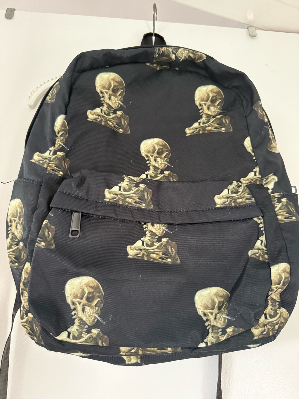 Van Gogh Smoking Skull Print Backpack